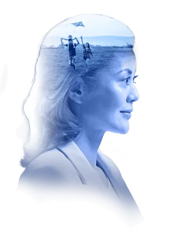 Woman looking ahead visioning a family in her mind